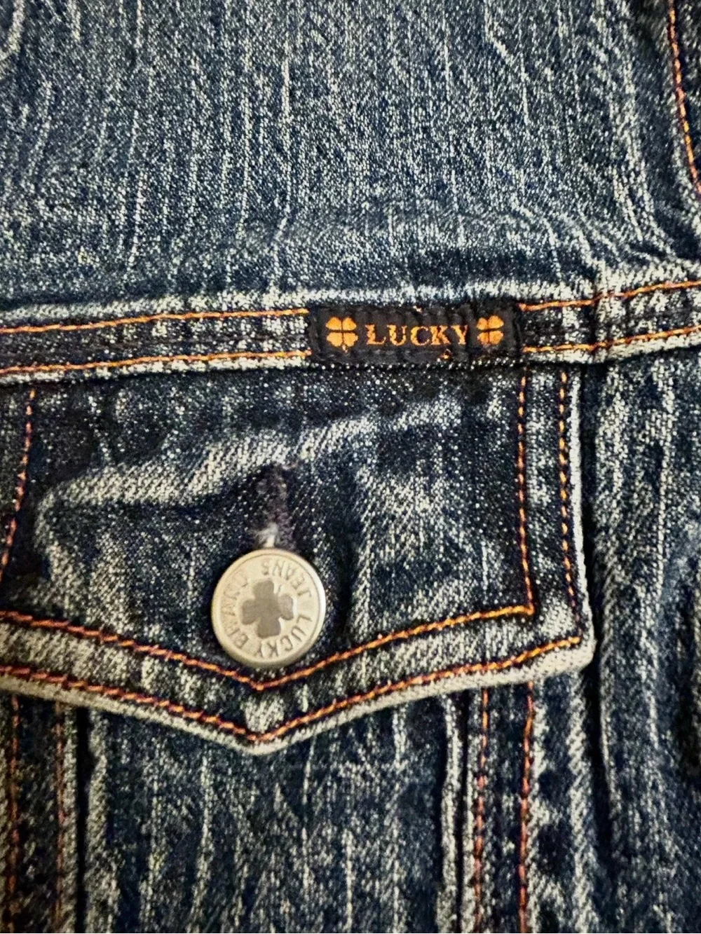 Vintage Lucky Brand Dungarees USA Denim Jacket Womens L Gene Montesano Trucker - Picture 7 of 11